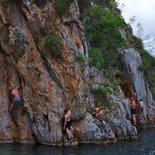 Escalade « deep water solo » à  Kalymnos