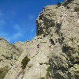 Multi pitch route trad climbing course in the Caroux