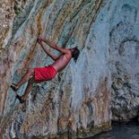 Deep water solo climbing in Kalymnos