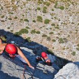 Multi pitch route climbing in Kalymnos