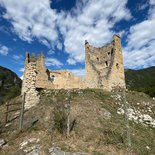 Travel trail in the Cathar country (Pyrenees)
