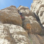 Multi pitch route climbing in Peña Predicadera, Sierra de Guara
