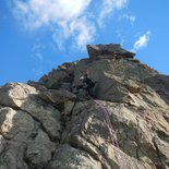 Multi pitch route trad climbing course in the Caroux