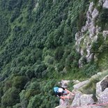 Multi pitch climbing route in Martinswand (Vosges)