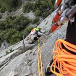 Multi-pitch trad route climbing (Vercors)