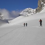 Ski touring around Benevolo hut (Aosta valley)