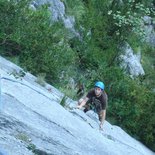 Multi pitch climbing route in La Mâture (Aspe valley)