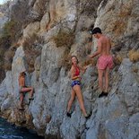 Deep water solo climbing in Kalymnos