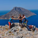 Multi pitch route climbing in Kalymnos