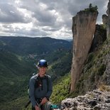 Multi pitch climbing course in the Jonte gorges