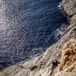 Multi pitch climbing route in the Calanques
