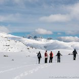 Snowshoeing on Coscione plateau in Corsica