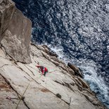 Multi pitch climbing route in the Calanques